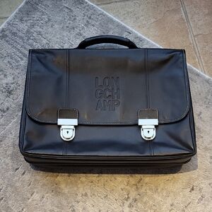 Black Leather Longchamp Briefcase